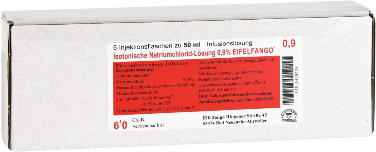 Isotonische Nacl Lösung 0,9% Eifelfango 5 X 50 ml Infusionslösung