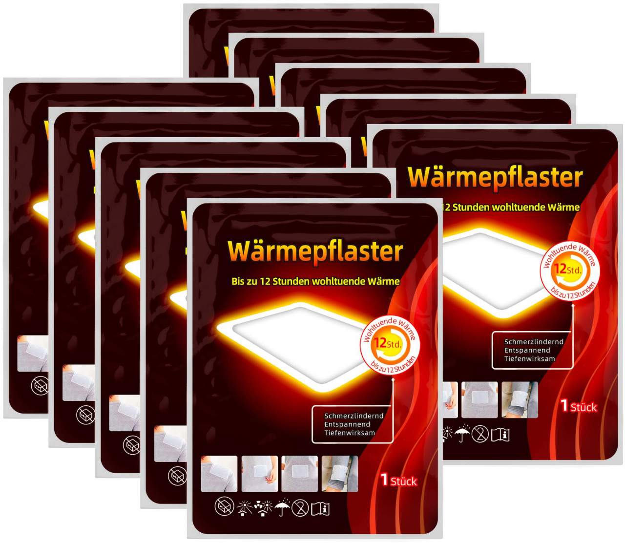 Wärmepflaster mit 12h Wärme 10erSet, 13 x 10 cm