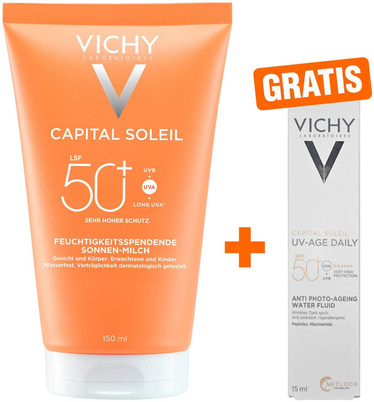 Vichy Capital Soleil Sonnenschutz-Milch LSF 50+ 150 ml + gratis Capital Soleil Daily LSF50+ 15 ml - Sonnenmilch