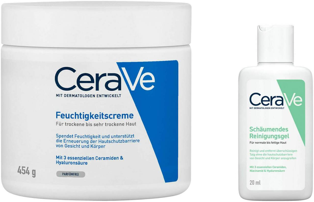 CeraVe Feuchtigkeitscreme 454 g + gratis schäumendes Reinigungsgel 20 ml