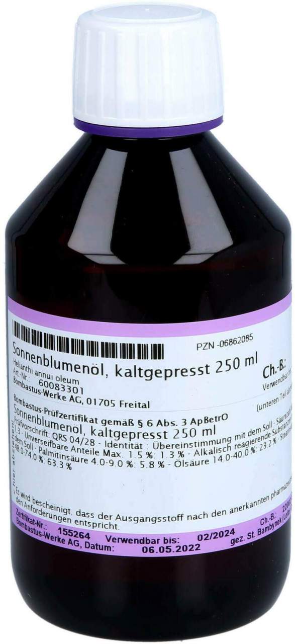 Sonnenblumenöl Kaltgepresst 250 ml - Zur Hautpflege