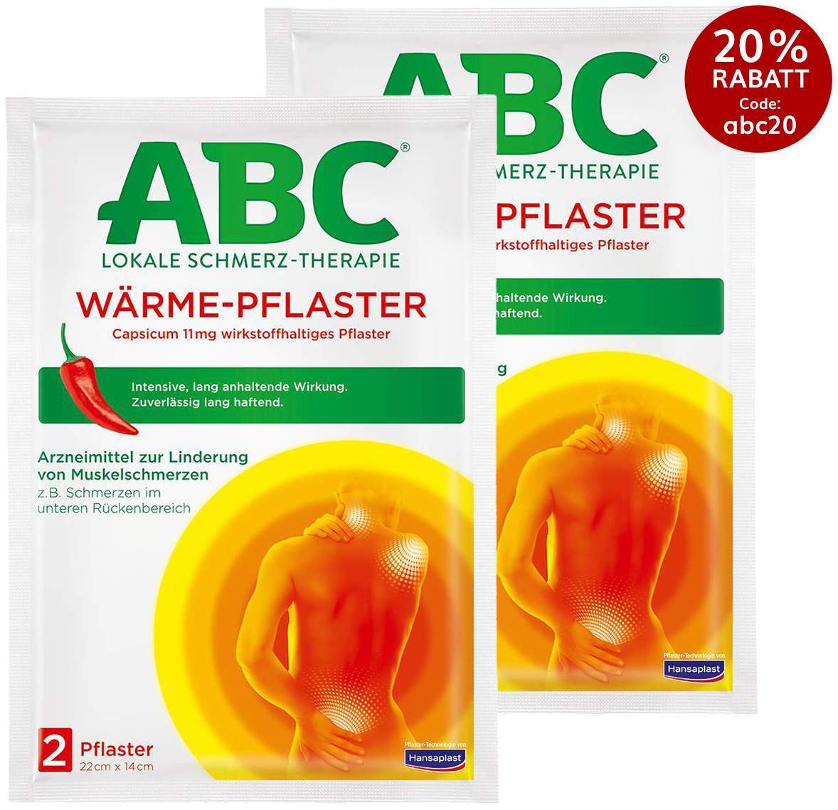 Hansaplast med ABC Wärme Pflaster Capsicum 2 x 2 Stück