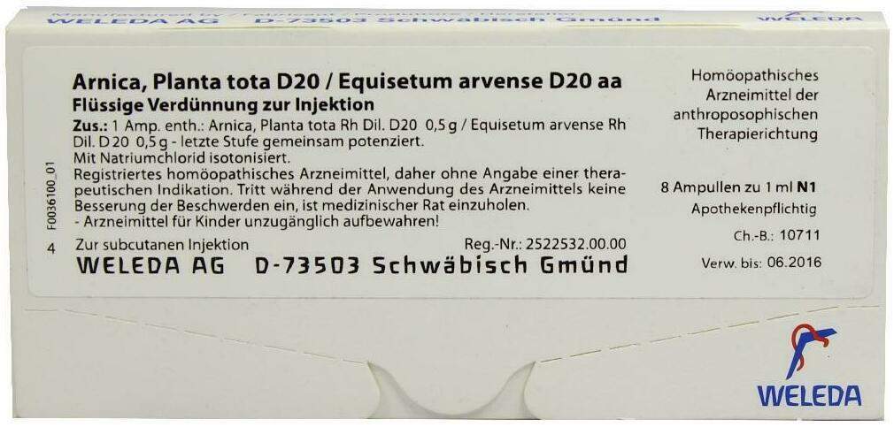Weleda Arnica,planta Tota D20 Equisetum Arvense D20 Aa
