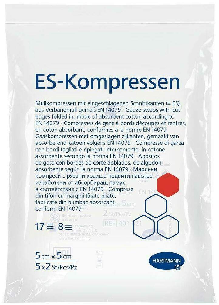 ES-Kompressen steril 5 x 5 cm 8fach 5 x 2 Stück