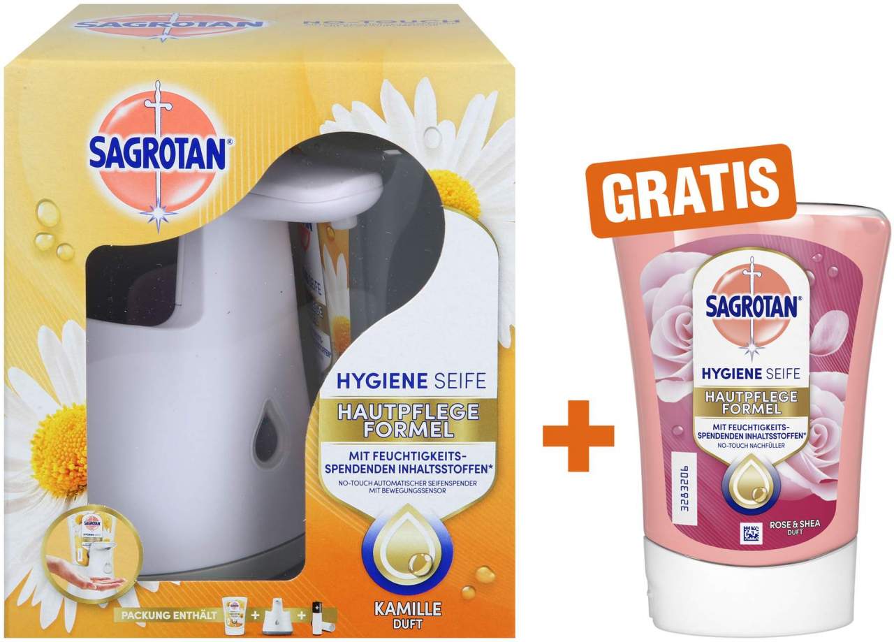 Sagrotan No-Touch Starter-Set Kamille + Sagrotan No Touch Nachfüller Rose & Shea Duft 250 ml