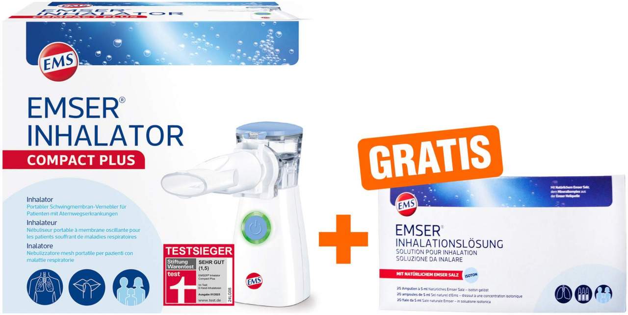 Emser Inhalator Compact Plus 1 Stück + gratis Emser Inhalationslösung 20 x 5 ml