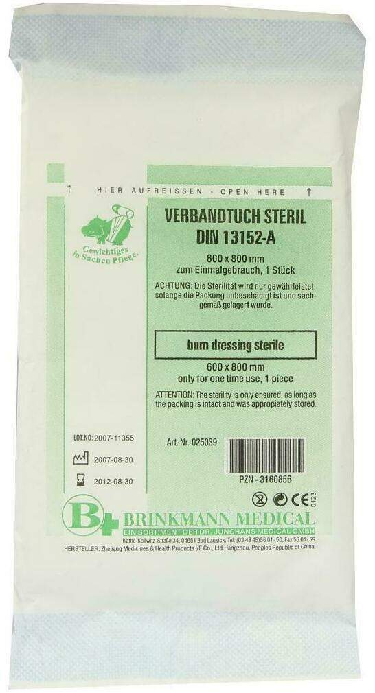 Brandwunden Verbandtuch 60 X 80 cm Steril 1 Stück