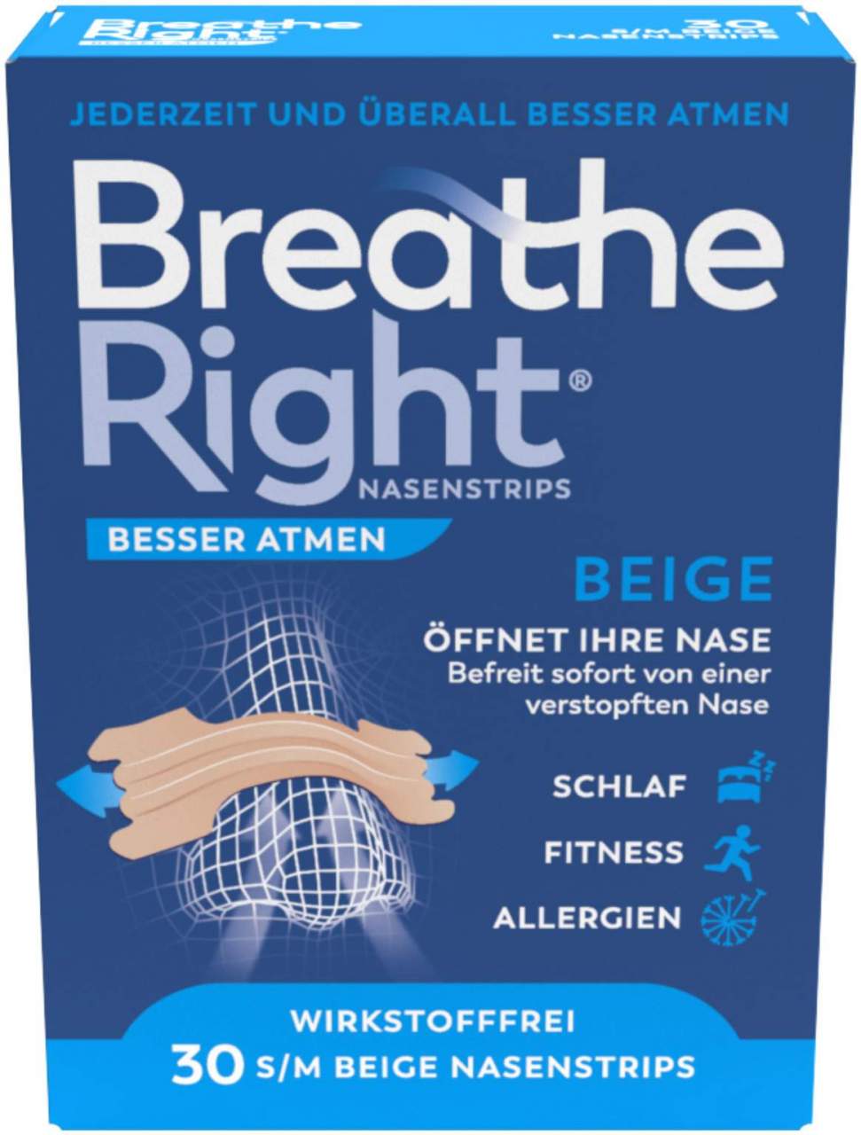 Breathe Right Besser Atmen 30 Nasenpflaster normal beige