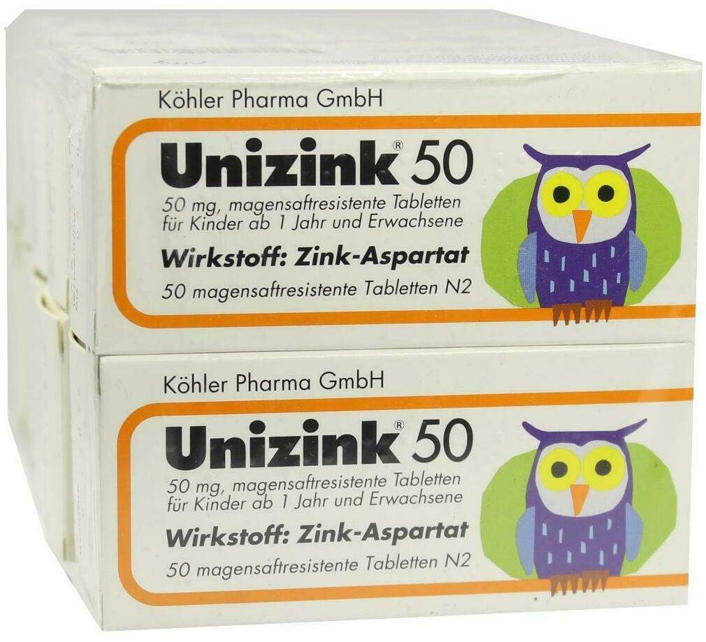 Unizink 50 Magensaftresistente Tabletten 10 X 50 Stück