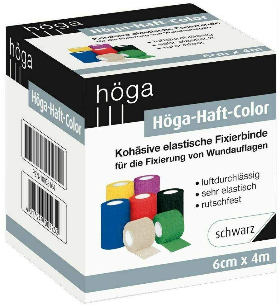 Höga Haft Color Fixierbinde 6 cm X4 M Schwarz 1 Binde