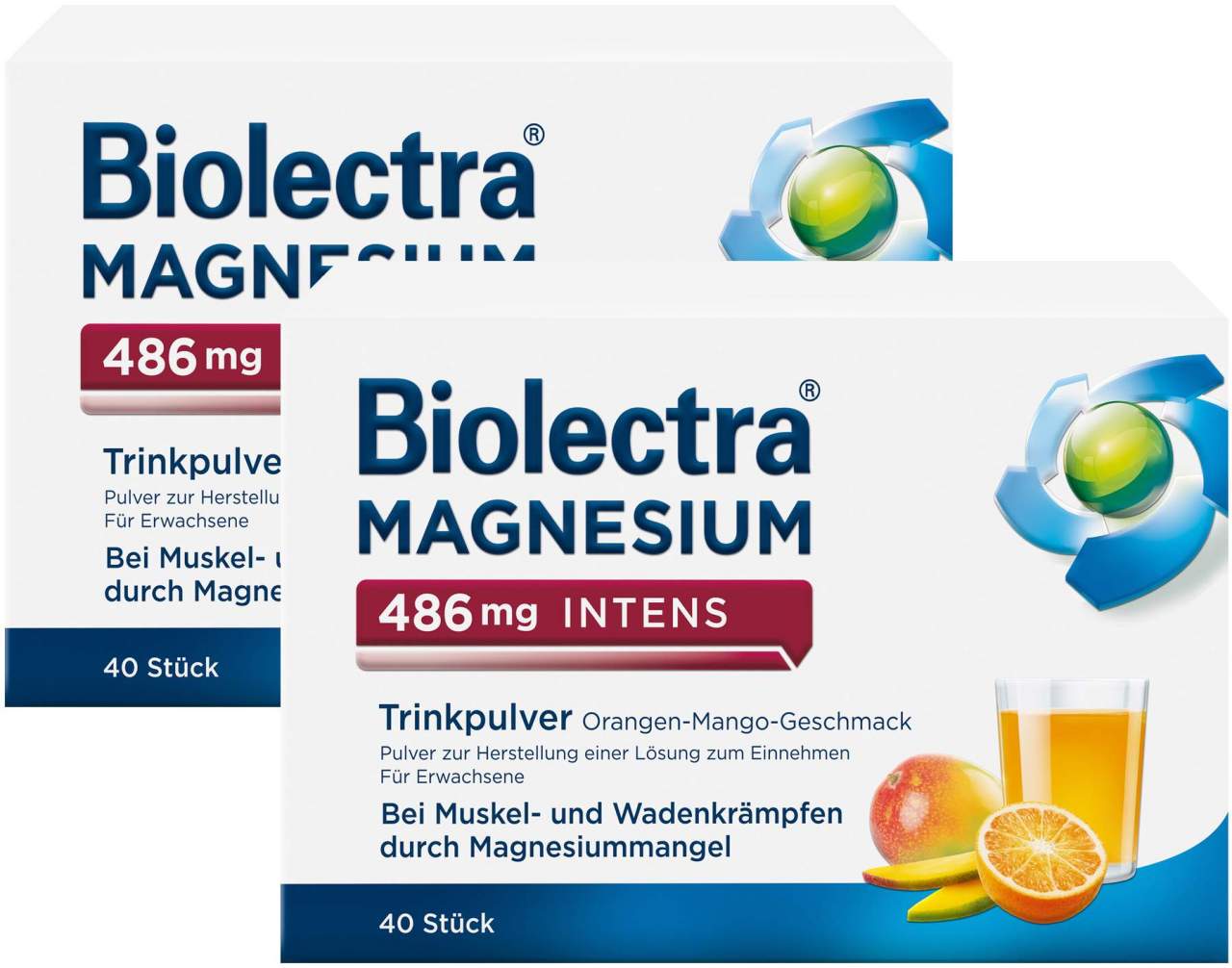 Biolectra Magnesium 486 mg intens Trinkpulver Orange-Mango 2 x 40 Stück