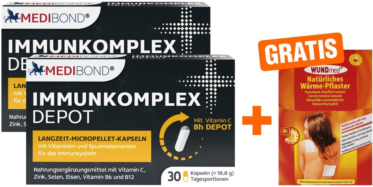 Immunkomplex Depot Medibond 2 x 30 Kapseln + gratis Wärmepflaster 13 x 9,5 cm 1 Stück