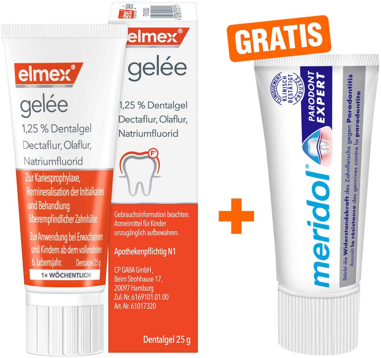 Elmex Gelee 25 g + gratis Meridol Paradont Expert Zahnpasta 20 ml