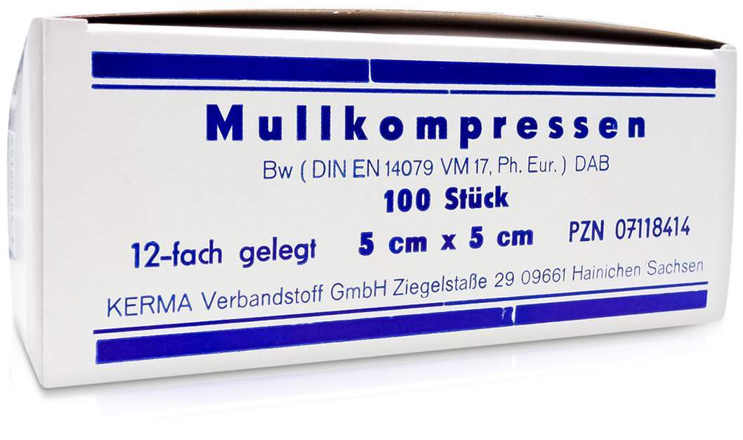 Mullkompressen Bw 5 X 5 cm 12-Fach Unsteril 100 Kompressen
