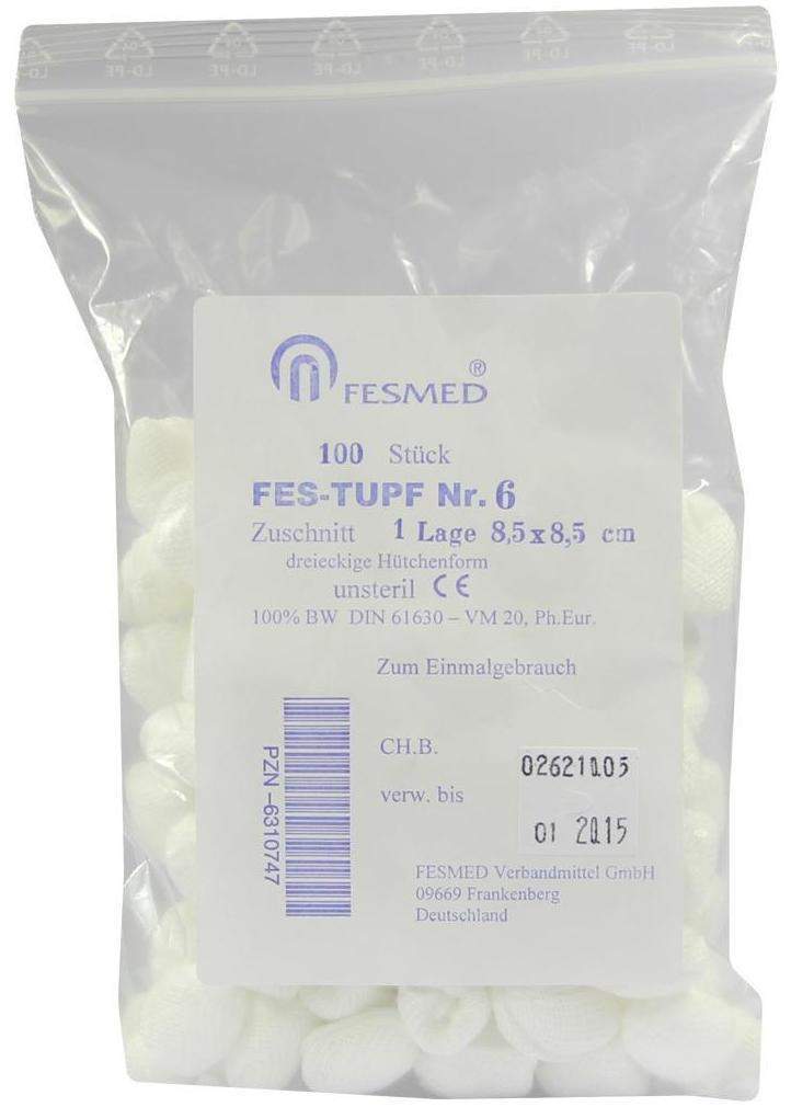 Mulltupfer Fes Tupf Nr.6 Unsteril 1lage 8,5x8,5cm 100 Tupfer
