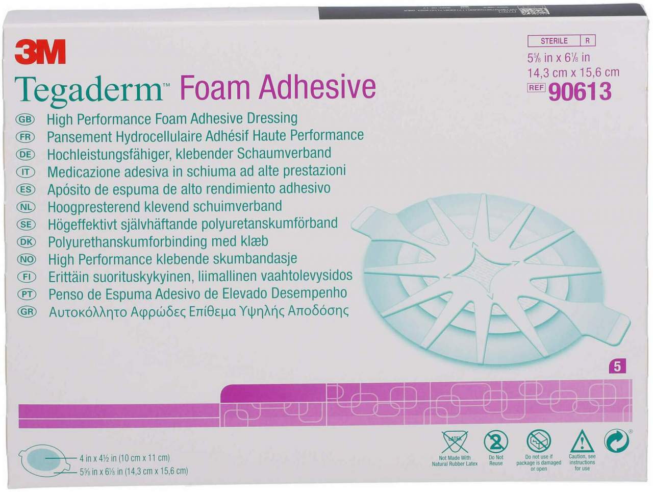 Tegaderm Foam Adhesive 14,3 X 15,6 cm Oval 90613 5 Stück