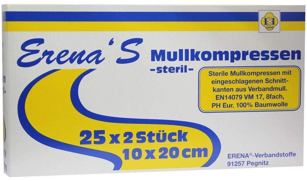 Erena Steril Mullkompresse 10 X 20 cm 8fach 25 X 2 Kompressen