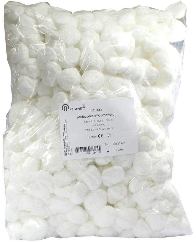 Mulltupfer 20 X 20 cm Pflaumengroß Unsteril 500 Tupfer