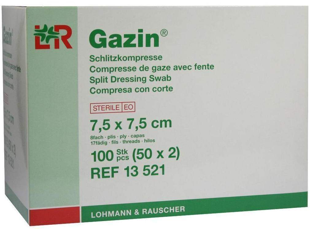 Gazin Schlitzkompressen 7,5x7,5cm 8fach Steril