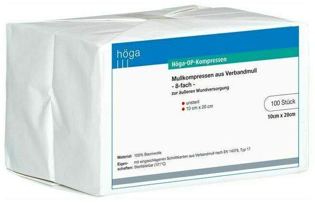 Höga Op Kompressen 10x20cm 8fach Unsteril