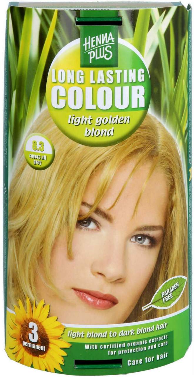 Hennaplus Long Lasting Light Golden Blond 8,3 - Natürliche Haarfarbe