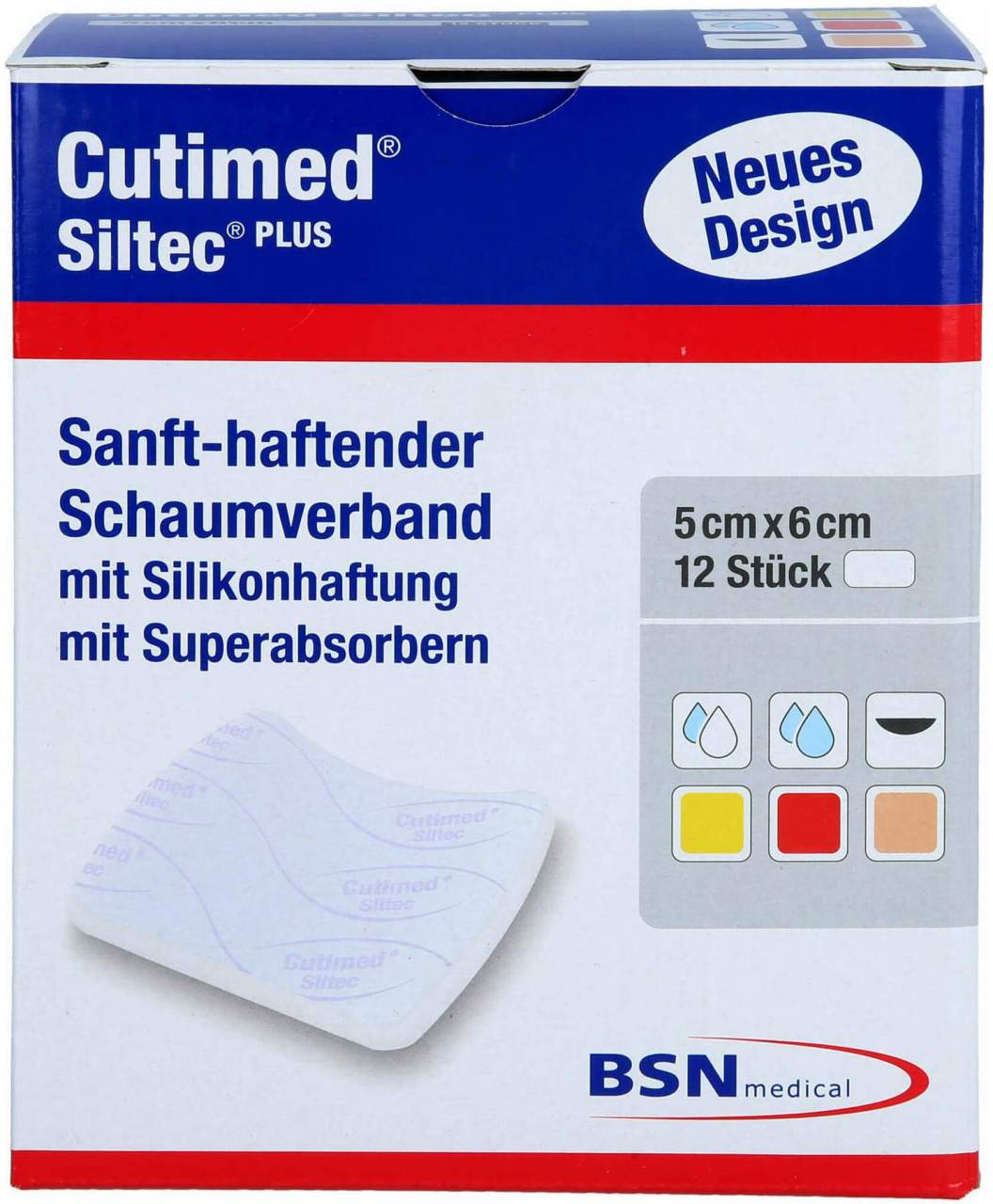 Cutimed Siltec Plus Schaumverb.5x6 cm Ha