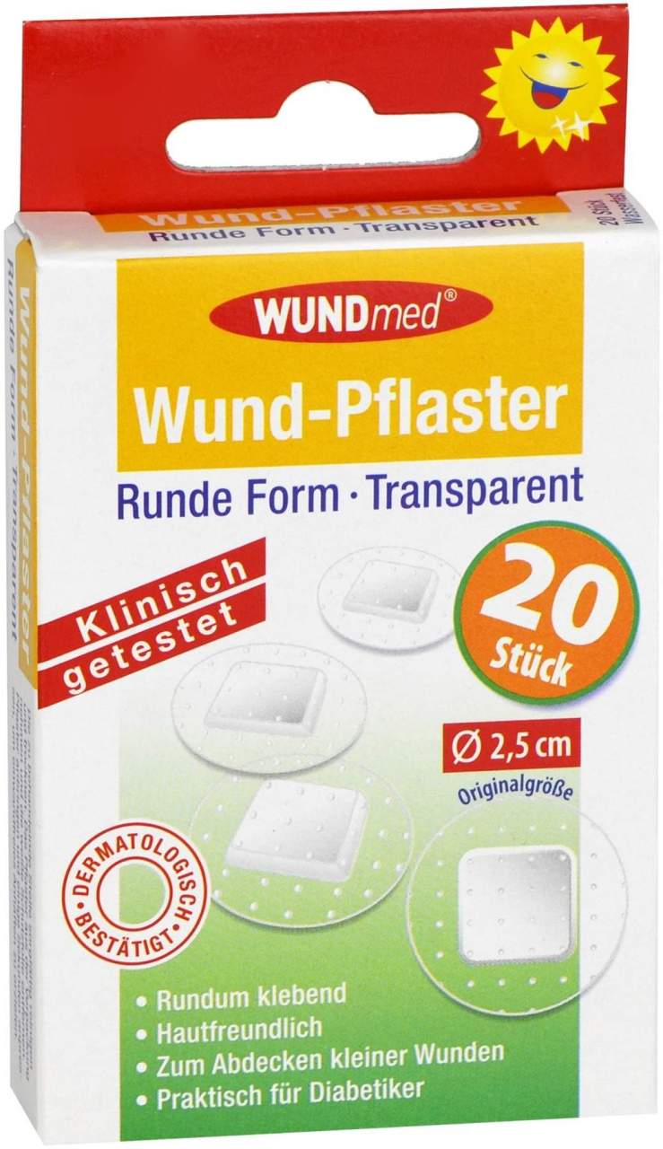 Wundpflaster Transparent Rund 2,5 cm 20 Pflaster