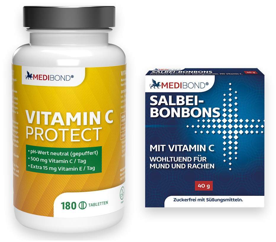 Vitamin C Protect Medibond 180 Tabletten + gratis Salbei Bonbons zuckerfrei Medibond 40 g