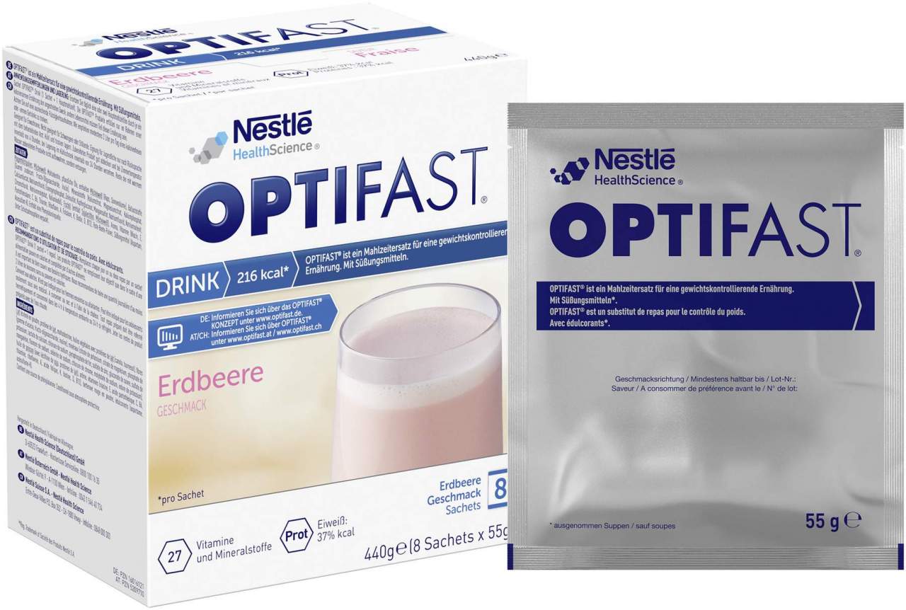Optifast Drink Erdbeere 8 X 55 G Pulver