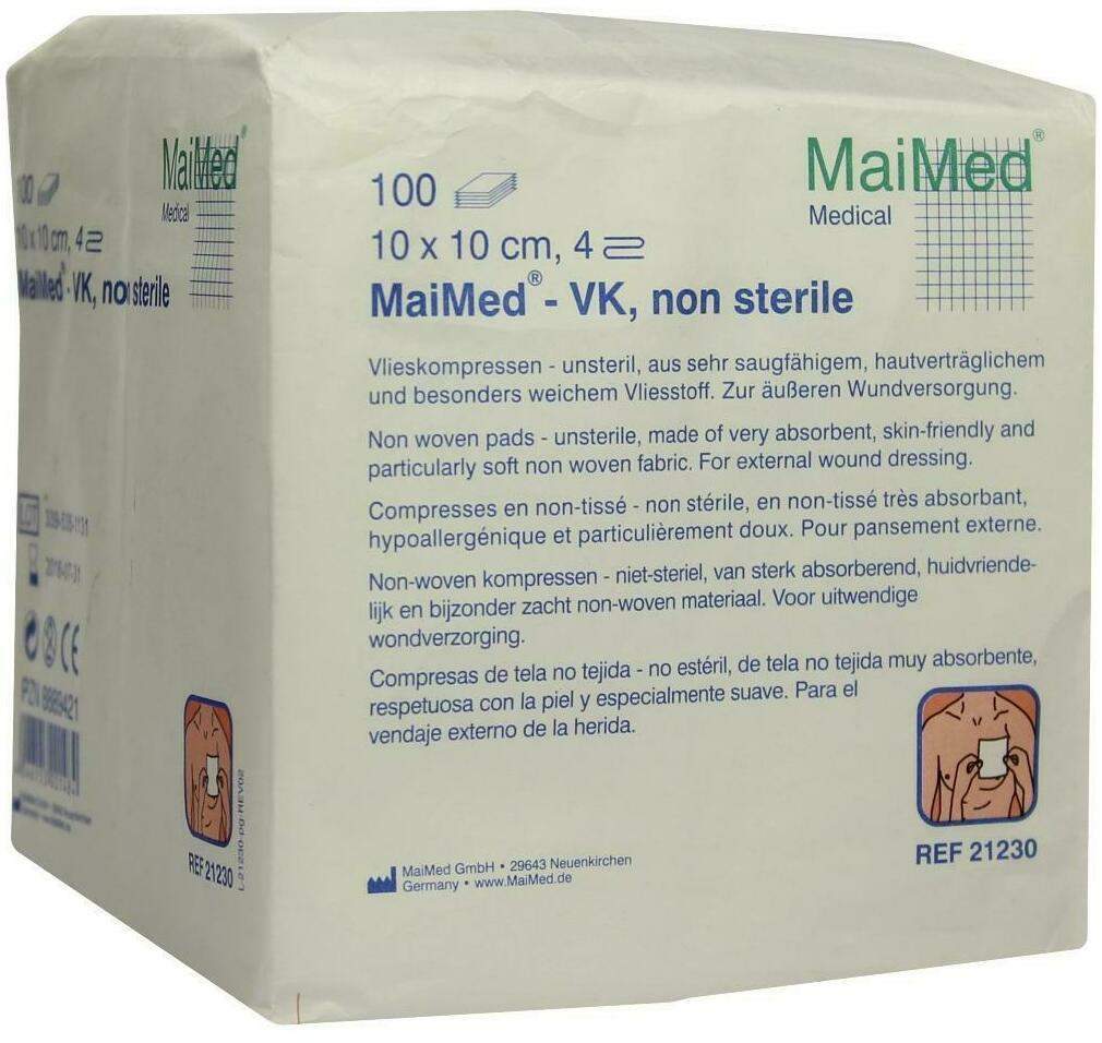 Vlieskompressen 10 X 10 cm 4-Fach Unsteril 100 Kompressen