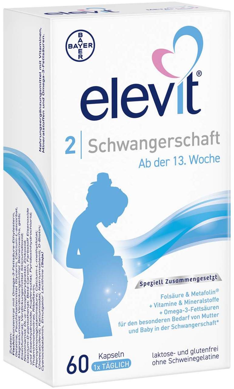 Elevit 2 Schwangerschaft 60 Kapseln + gratis 8 Kapseln