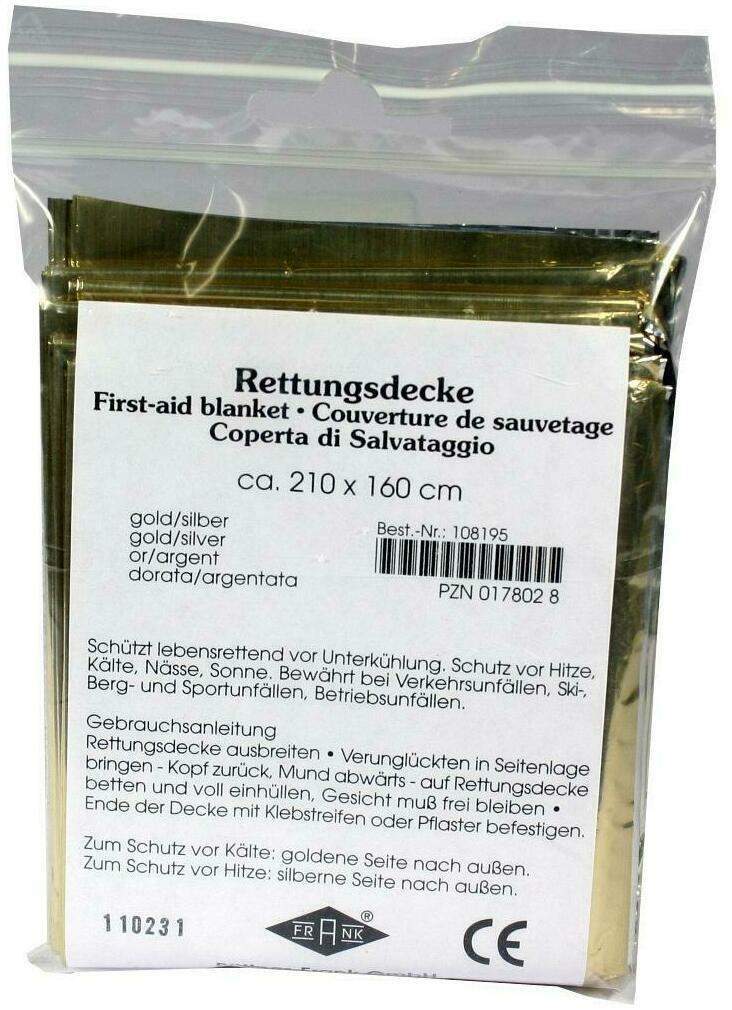 Rettungsdecke Kfz Gold,silber 160x210 cm