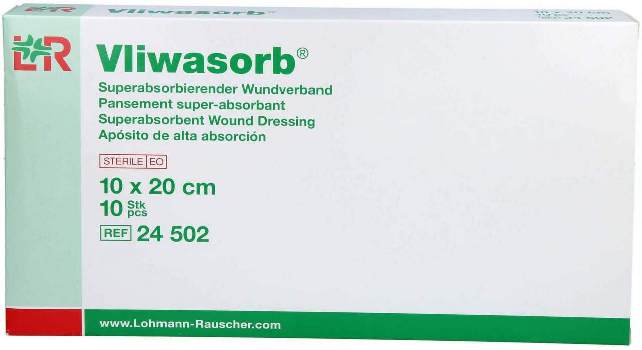 Vliwasorb Superabsorb.Saugkomp.Steril 10 X 20 cm 10 Stück
