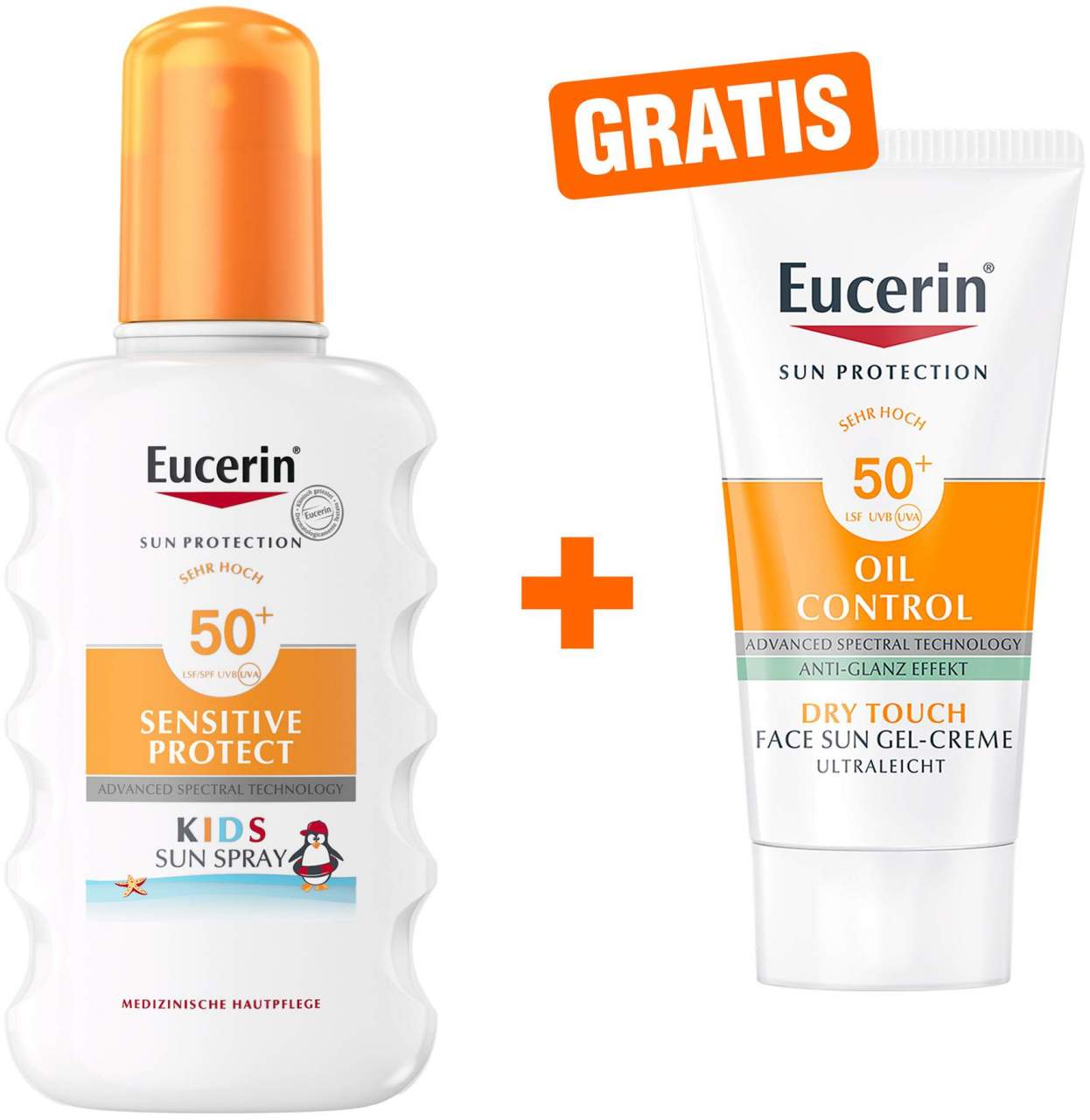 Eucerin Sensitive Protect Kids Sun Spray LSF 50+ + gratis Sun Gel-Creme Oil Control 20 ml - Sonnenschutz