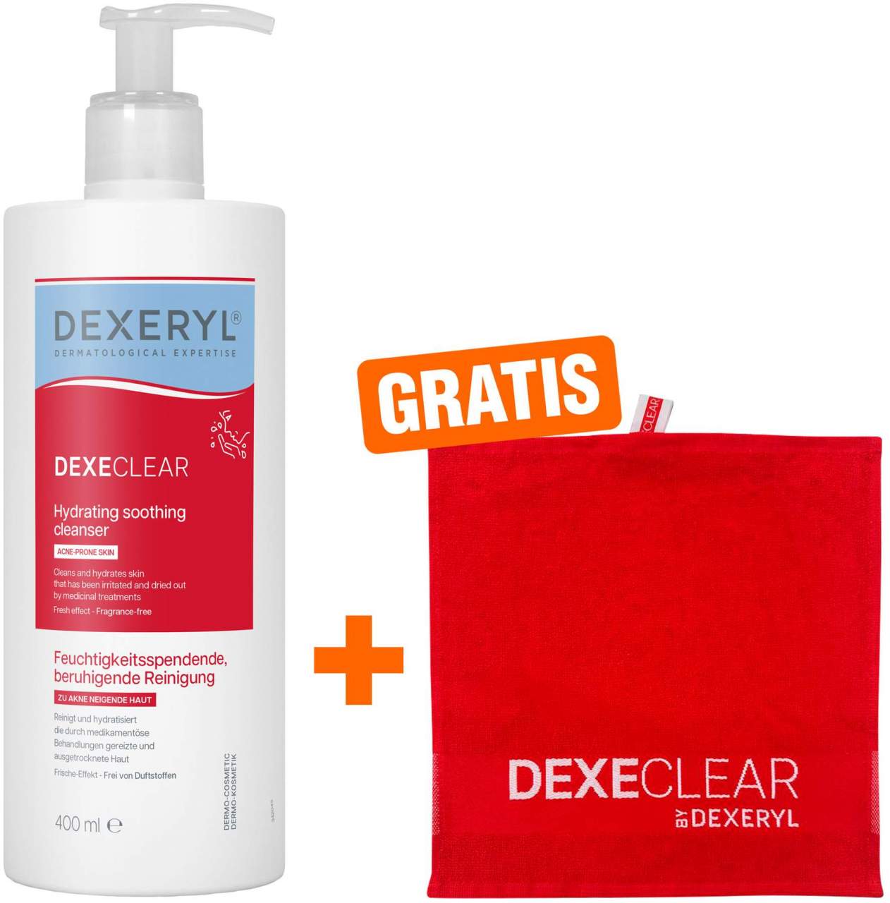 Dexeryl Dexeclear feuchtigkeitsspendende Reinigung 400 ml + gratis Handtuch 1 Stück