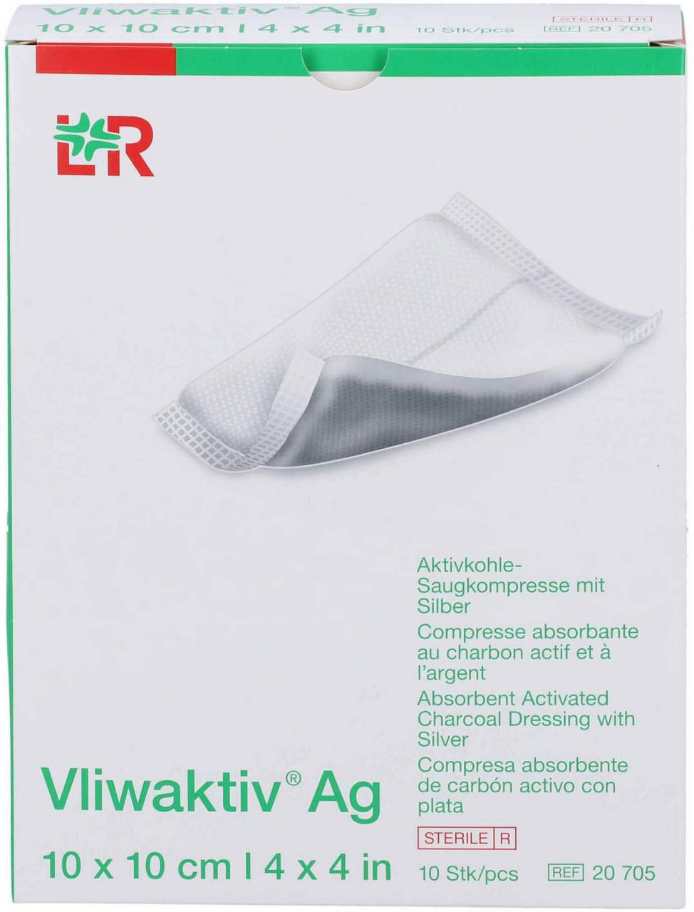 Vliwaktiv AG Aktivkohle Saugkomp.M.Silber 10 X 10 cm 10 Stück