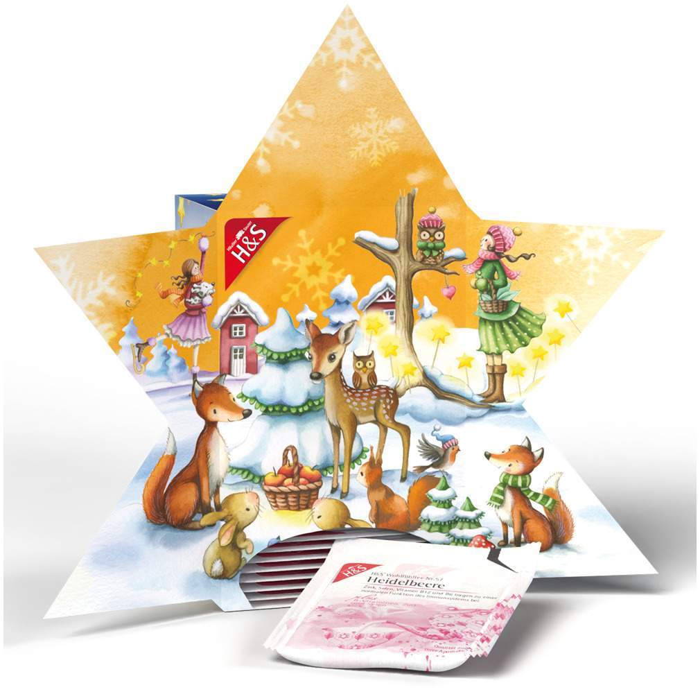 H&S Adventskalender Stern Filterbeutel 24 Stück