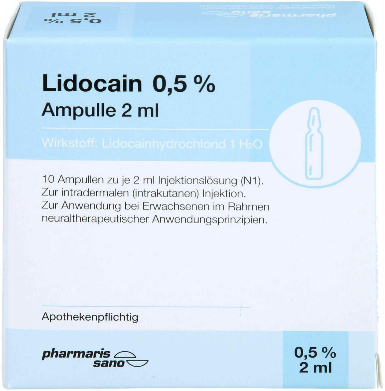 Lidocain Pharmarissano 0,5% Inj.-Lsg.Ampullen 2 ml 10 Stück