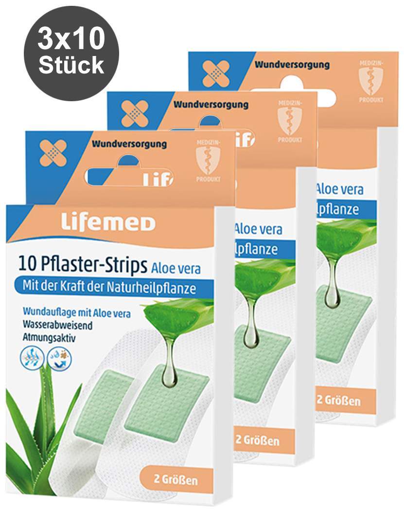 Pflaster-Strips Aloe Vera, 3 x 10 Stück, 2 Größen