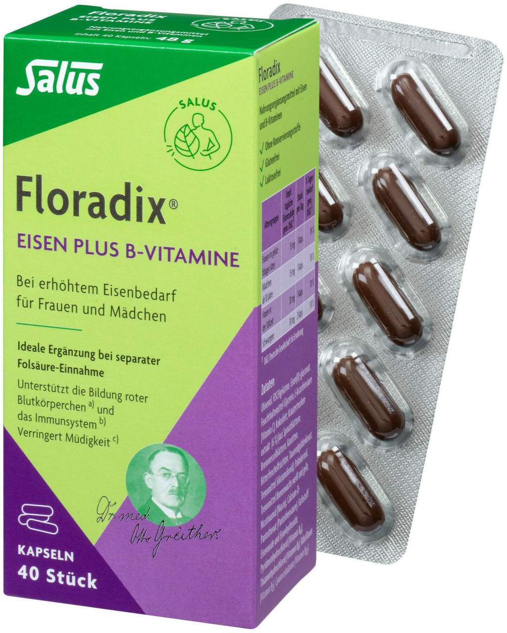 Floradix Eisen Plus B Vitamine 40 Kapseln
