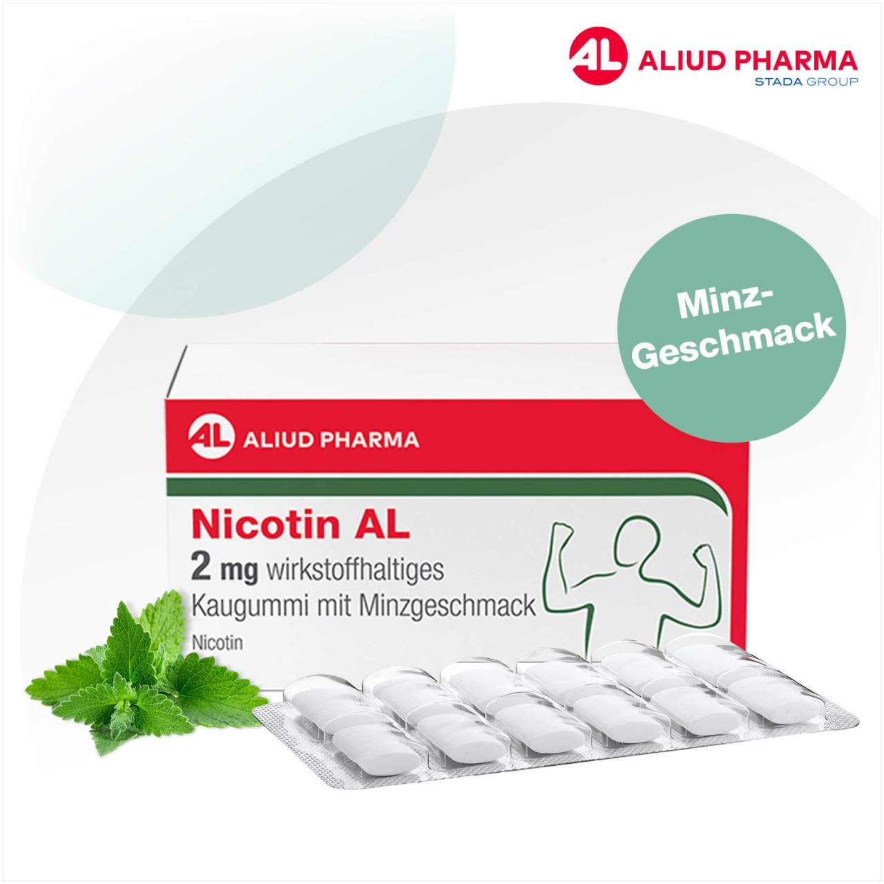 Nicotin AL 2 mg wirkstoffhaltiges Kaugummi mit Minzgeschmack 96 Stück