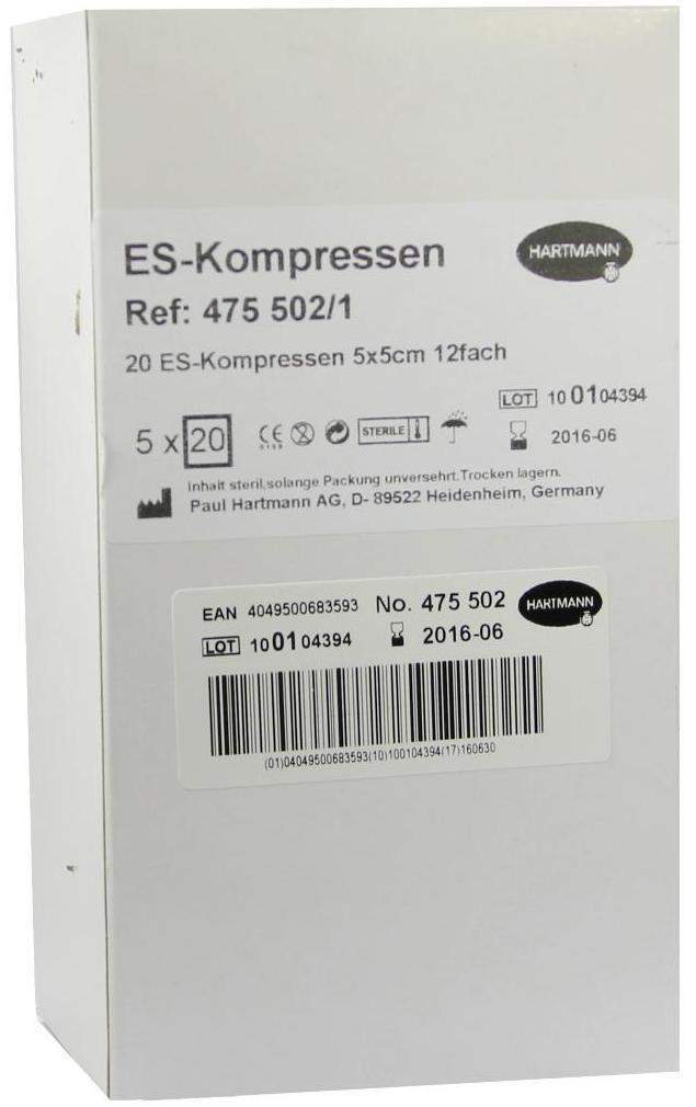 Es Kompressen Steril 5 X 5 cm Großpackung 5 X 20 Kompressen