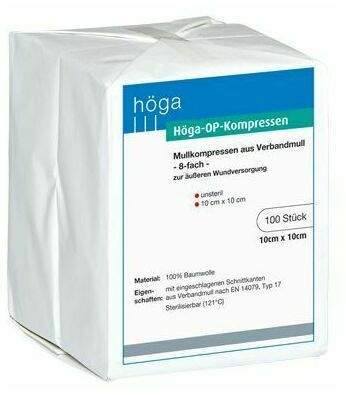 Höga Op Kompressen 10x10cm 8fach Unsteril