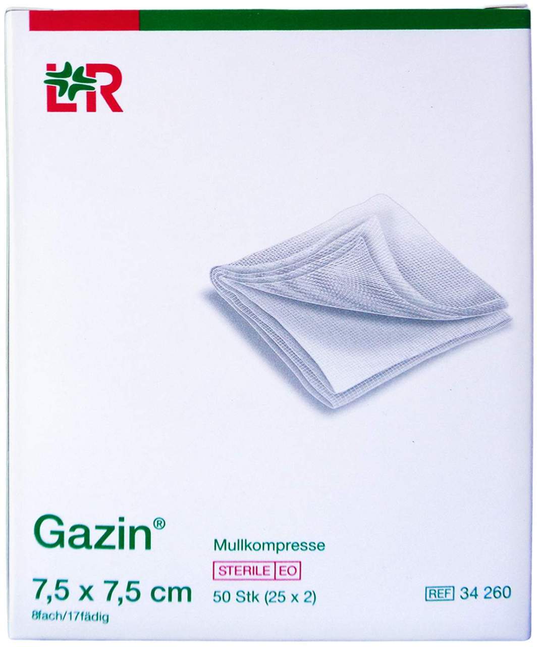 Gazin Mullkomp.7,5x7,5 cm Steril 8fach