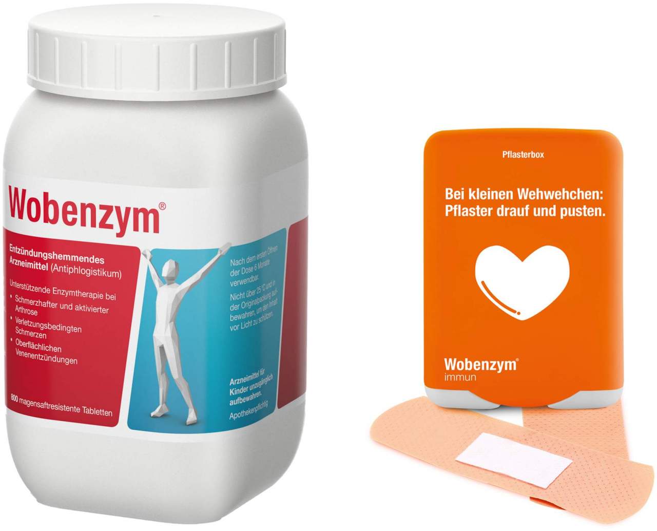 Wobenzym 800 magensaftresistente Tabletten + gratis Pflasterbox zu Wobenzym 1 Stück