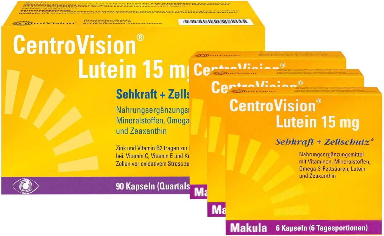 Centrovision Lutein 15 mg 90 Kapseln + gratis Centrovision Lutein 15 mg 18 Kapseln
