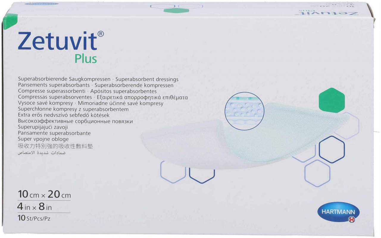 Zetuvit Plus Extrastarke Saugkompressen Steril 10 X 20 cm 10 Stück