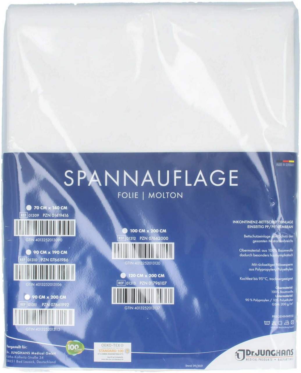 Molton Spannauflage 120 X 200 cm Mit Folie Einseitig 1 Stk.