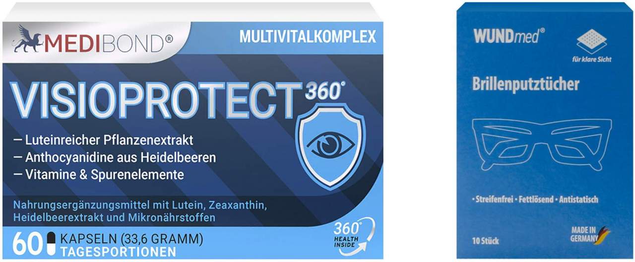 Visioprotect 360° Medibond 60 Kapseln + gratis Brillenputztücher 10 Stück
