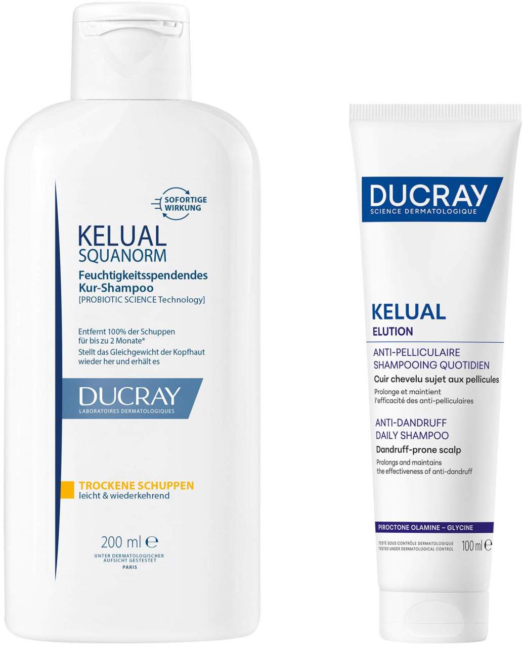 Ducray Kelual Squanorm trockene Schuppen 200 ml Shampoo + gratis Ducray Elution ausgl. Shampoo 100 ml